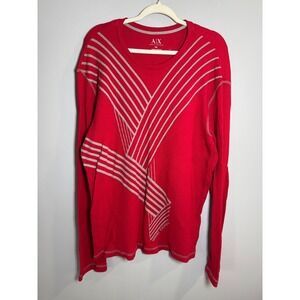 AX Armani‎ Exchange Mens Red Waffle Knit Long Sleeve Shirt Size XXL